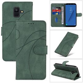 Saturcase Coque Pour Samsung Galaxy A6 2018, Courbe Pu Cuir Magnétique Flip Portefeuille Support Porte-Carte Dragonne Protecteur Housse Étui Pour Samsung Galaxy A6 2018 (Hx-Vert)