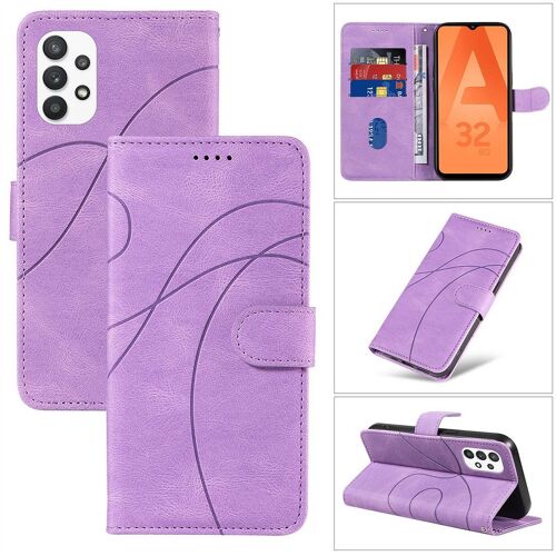 Saturcase Coque Pour Samsung Galaxy A32 5g, Courbe Pu Cuir Magnétique Flip Portefeuille Support Porte-Carte Dragonne Protecteur Housse Étui Pour Samsung Galaxy A32 5g (Hx-Violet)