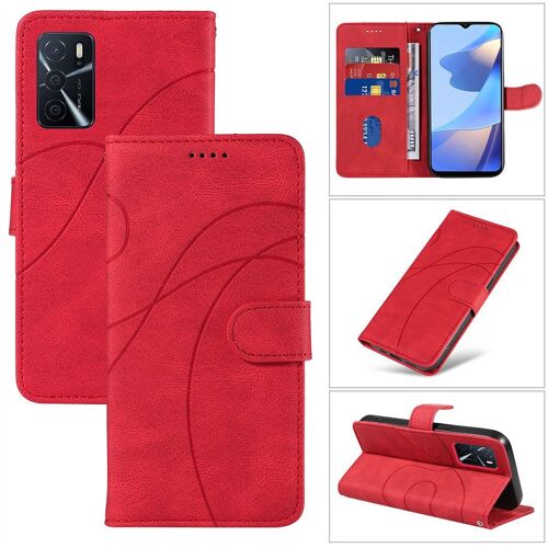 Saturcase Coque Pour Oppo A16 A16s, Courbe Pu Cuir Magnétique Flip Portefeuille Support Porte-Carte Dragonne Protecteur Housse Étui Pour Oppo A16 A16s (Hx-Rouge)