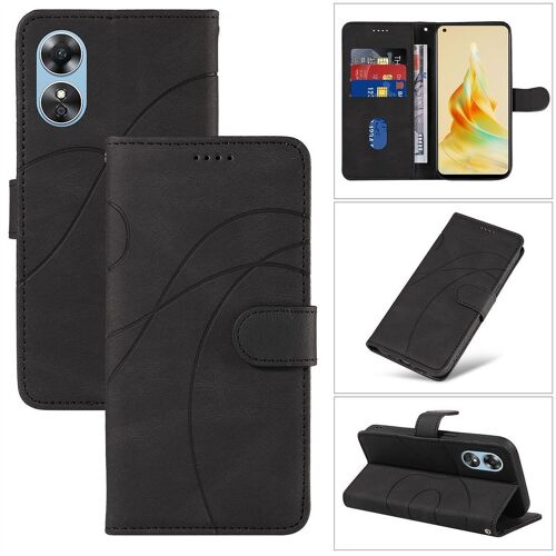 Saturcase Coque Pour Oppo A17 A17k, Courbe Pu Cuir Magnétique Flip Portefeuille Support Porte-Carte Dragonne Protecteur Housse Étui Pour Oppo A17 A17k (Hx-Noir)