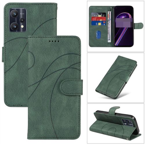 Saturcase Coque Pour Realme 9 Pro Plus, Courbe Pu Cuir Magnétique Flip Portefeuille Support Porte-Carte Dragonne Protecteur Housse Étui Pour Realme 9 Pro Plus (Hx-Vert)
