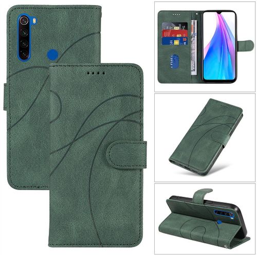 Saturcase Coque Pour Xiaomi Redmi Note 8t, Courbe Pu Cuir Magnétique Flip Portefeuille Support Porte-Carte Dragonne Protecteur Housse Étui Pour Xiaomi Redmi Note 8t (Hx-Vert)