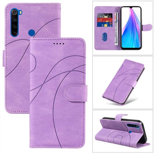 Saturcase Coque Pour Xiaomi Redmi Note 8t, Courbe Pu Cuir Magnétique Flip Portefeuille Support Porte-Carte Dragonne Protecteur Housse Étui Pour Xiaomi Redmi Note 8t (Hx-Violet)