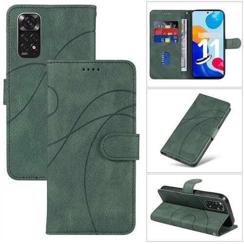 Saturcase Coque Pour Xiaomi Redmi Note 11 / 11s, Courbe Pu Cuir Magnétique Flip Portefeuille Support Porte-Carte Dragonne Protecteur Housse Étui Pour Xiaomi Redmi Note 11 / 11s (Hx-Vert)