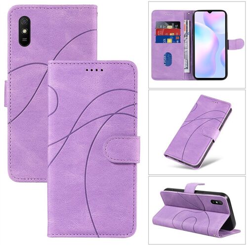 Saturcase Coque Pour Xiaomi Redmi 9a, Courbe Pu Cuir Magnétique Flip Portefeuille Support Porte-Carte Dragonne Protecteur Housse Étui Pour Xiaomi Redmi 9a (Hx-Violet)