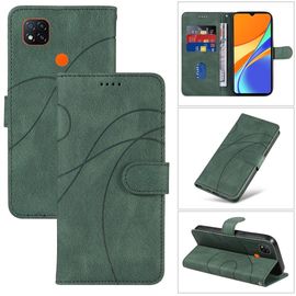Saturcase Coque Pour Xiaomi Redmi 9c, Courbe Pu Cuir Magnétique Flip Portefeuille Support Porte-Carte Dragonne Protecteur Housse Étui Pour Xiaomi Redmi 9c (Hx-Vert)