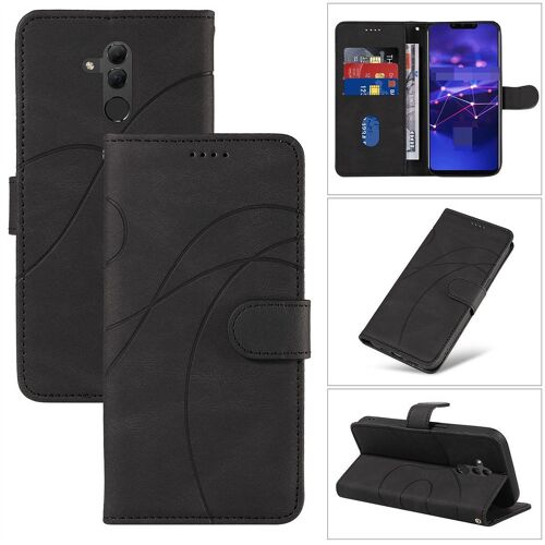 Saturcase Coque Pour Huawei Mate 20 Lite, Courbe Pu Cuir Magnétique Flip Portefeuille Support Porte-Carte Dragonne Protecteur Housse Étui Pour Huawei Mate 20 Lite (Hx-Noir)