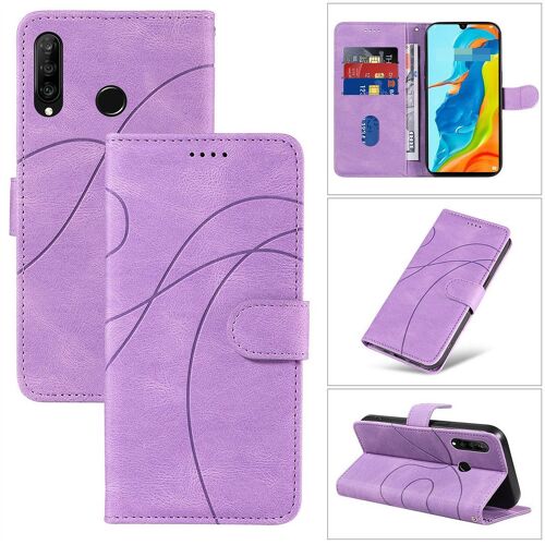 Saturcase Coque Pour Huawei P30 Lite, Courbe Pu Cuir Magnétique Flip Portefeuille Support Porte-Carte Dragonne Protecteur Housse Étui Pour Huawei P30 Lite (Hx-Violet)