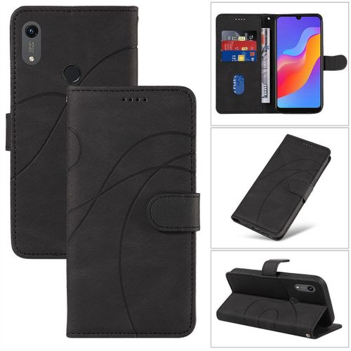Saturcase Coque Pour Huawei Y6 2019 / Y6s 2019 / Honor 8a, Courbe Pu Cuir Magnétique Flip Portefeuille Support Porte-Carte Dragonne Protecteur Housse Étui Pour Huawei Y6 2019 / Y6s 2019 / Honor 8a (Hx-Noir)