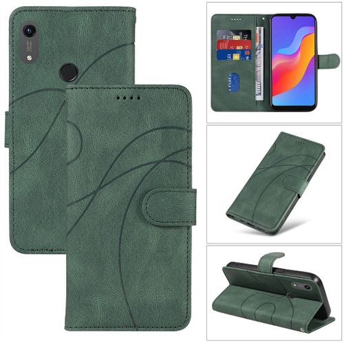Saturcase Coque Pour Huawei Y6 2019 / Y6s 2019 / Honor 8a, Courbe Pu Cuir Magnétique Flip Portefeuille Support Porte-Carte Dragonne Protecteur Housse Étui Pour Huawei Y6 2019 / Y6s 2019 / Honor 8a (Hx-Vert)