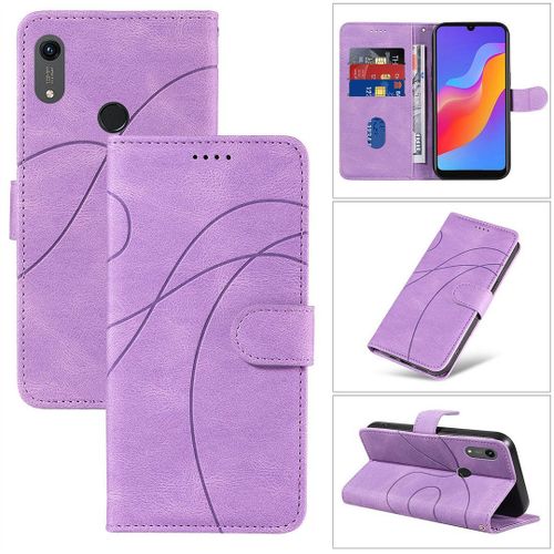 Saturcase Coque Pour Huawei Y6 2019 / Y6s 2019 / Honor 8a, Courbe Pu Cuir Magnétique Flip Portefeuille Support Porte-Carte Dragonne Protecteur Housse Étui Pour Huawei Y6 2019 / Y6s 2019 / Honor 8a (Hx-Violet)