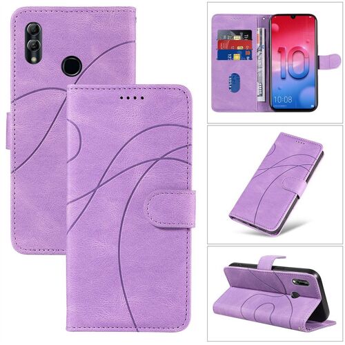 Saturcase Coque Pour Huawei P Smart 2019, Courbe Pu Cuir Magnétique Flip Portefeuille Support Porte-Carte Dragonne Protecteur Housse Étui Pour Huawei P Smart 2019 (Hx-Violet)