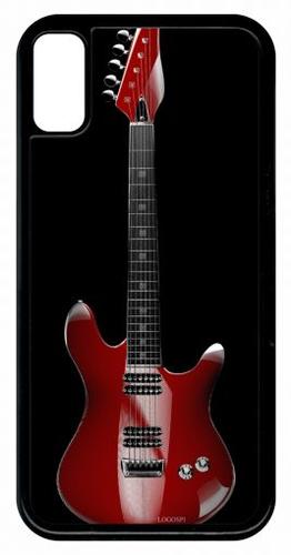 Coque - Guitare red - compatible avec apple iPhone X - Plastique - bord Noir