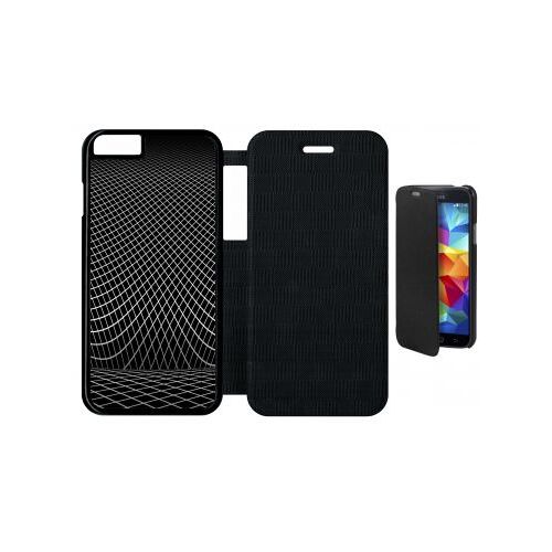 Etui A Flip Flap - Black Squarred - Compatible Avec Apple Iphone 6s - Simili-Cuir - Bord Noir
