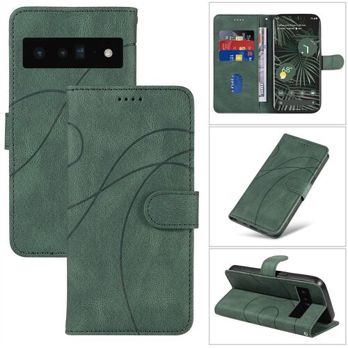 Saturcase Coque Pour Google Pixel 6 Pro, Courbe Pu Cuir Magnétique Flip Portefeuille Support Porte-Carte Dragonne Protecteur Housse Étui Pour Google Pixel 6 Pro (Hx-Vert)