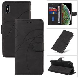 Saturcase Coque Pour Apple Iphone X / Xs, Courbe Pu Cuir Magnétique Flip Portefeuille Support Porte-Carte Dragonne Protecteur Housse Étui Pour Apple Iphone X / Xs (Hx-Noir)