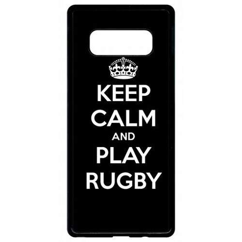 Coque - Keep calm and play rugby - compatible avec samsung Galaxy Note 8.0 - Plastique - bord Noir