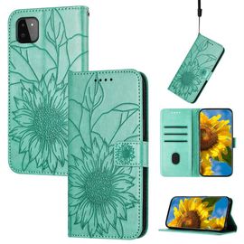 Saturcase Coque Pour Samsung Galaxy A22 5g, Tournesol Pu Cuir Magnétique Flip Portefeuille Support Porte-Carte Dragonne Protecteur Housse Étui Pour Samsung Galaxy A22 5g (He-Vert)