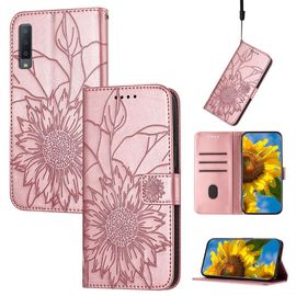 Saturcase Coque Pour Samsung Galaxy A7 2018, Tournesol Pu Cuir Magnétique Flip Portefeuille Support Porte-Carte Dragonne Protecteur Housse Étui Pour Samsung Galaxy A7 2018 (He-Or Rose)