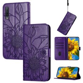 Saturcase Coque Pour Samsung Galaxy A7 2018, Tournesol Pu Cuir Magnétique Flip Portefeuille Support Porte-Carte Dragonne Protecteur Housse Étui Pour Samsung Galaxy A7 2018 (He-Violet)
