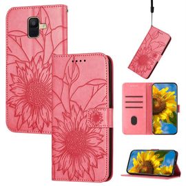 Saturcase Coque Pour Samsung Galaxy A6 2018, Tournesol Pu Cuir Magnétique Flip Portefeuille Support Porte-Carte Dragonne Protecteur Housse Étui Pour Samsung Galaxy A6 2018 (He-Pink)