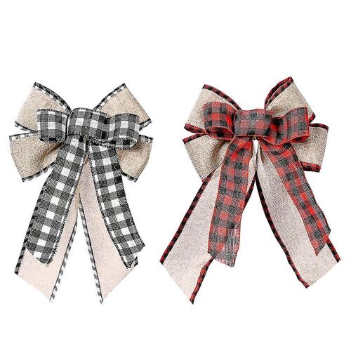 Noël noeud Noël arbre de Noël suspendu guirlande décorations arbre de Noël noeud Bowknot ornements toile de jute2pcs-whitered NIUNIU