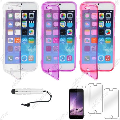 Ebeststar ® Lot X3 Housse Etui Coque Portefeuille Livre Silicone Gel Pour Apple Iphone 6s Plus Écran 5,5", Couleur Transparent, Violet, Rose + Mini Stylet 3 Film
