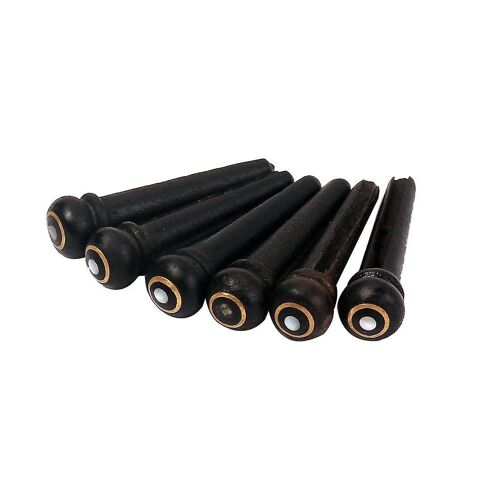 6 Pieces Ebony Bridge Pin With 2mm White Dot For Acoustic Guitar