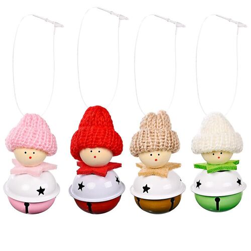 Tricoté Chapeau Bell Pendentif Noël Ornements Pendentifs Suspendu 4pcs-Multicolore Niuniu