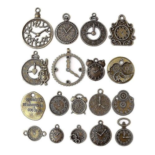 20 Pcs / Set Horloge Pendentif Charmes, Multicolored Mixte Antique Bronze Montre Engrenage Roue Dentée Charmes Steampunk Horloge Pendentif