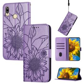 Saturcase Coque Pour Huawei Honor 8x, Tournesol Pu Cuir Magnétique Flip Portefeuille Support Porte-Carte Dragonne Protecteur Housse Étui Pour Huawei Honor 8x (He-Lavande)