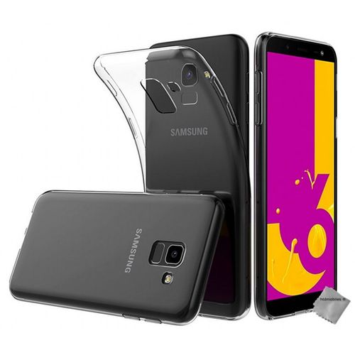 Housse Etui Coque Silicone Gel Fine Samsung Galaxy J6 (2018) + Verre Trempe Transparent Tpu