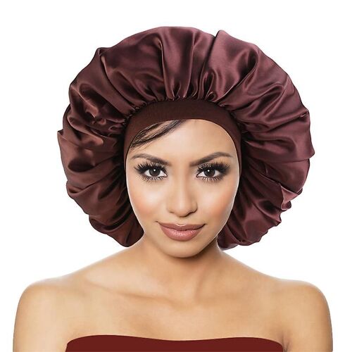Grand bonnet de couchage avec large bande élastique douce Chapeau de sommeil de nuit pour les soins capillaires des femmes, épaissi large bord extra large bonnet de nuit Bandana Chapeau Beauté H