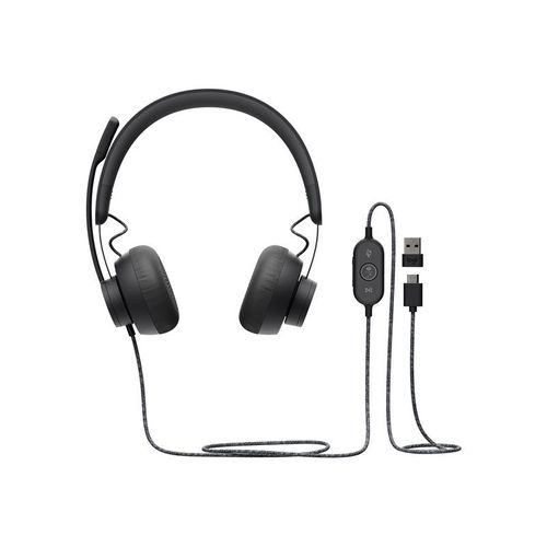 Logitech Zone Filaire MSFT Teams - Micro-casque - sur-oreille - filaire - USB-C - graphite - Certifié pour Microsoft Teams