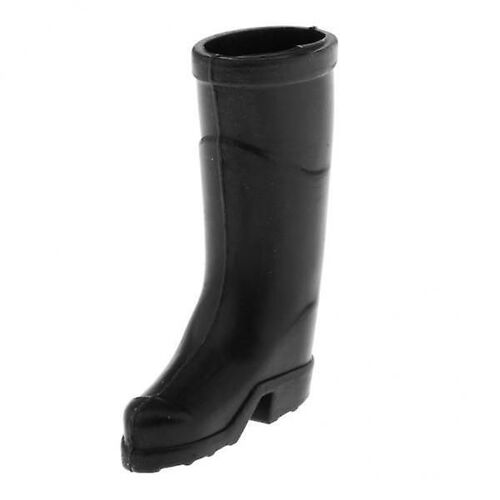 4x1/12 Maison De Poupée Miniature Plastique Bottes De Pluie Chaussures Home Jardin Décor Noir