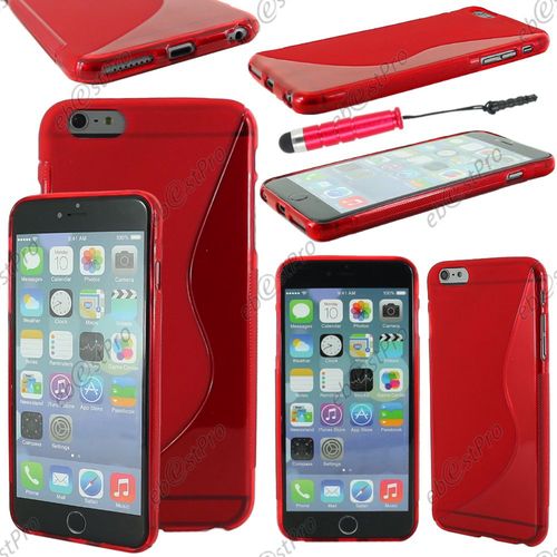 Ebeststar ® Housse Etui Coque Silicone Gel Motif S-Line Protection Souple Pour Apple Iphone 6s Plus Écran 5,5", Couleur Rouge + Mini Stylet + 1 Film Protection D'écran + Lingette