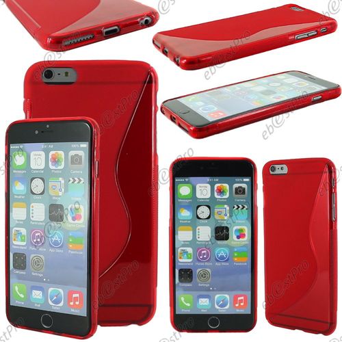 Ebeststar ® Housse Etui Coque Silicone Gel Motif S-Line Protection Souple Pour Apple Iphone 6s Plus Écran 5,5", Couleur Rouge + 1 Film Protection D'écran + Lingette