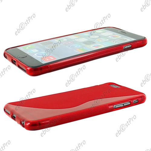 Ebeststar ® Etui Housse Coque S-Line Silicone Protection En Gel Pour Apple Iphone 6s Plus Écran 5,5", Couleur Rouge + 1 Film Verre Trempé