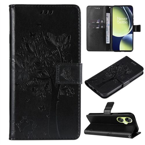 Saturcase Coque Pour Oneplus Nord Ce 3 Lite, Arbre À Chat Pu Cuir Magnétique Flip Portefeuille Support Porte-Carte Protecteur Housse Étui Avec Dragonne Pour Oneplus Nord Ce 3 Lite (Noir)