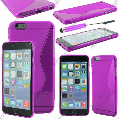 Ebeststar ® Housse Etui Coque Silicone Gel Motif S-Line Protection Souple Pour Apple Iphone 6s Plus Écran 5,5", Couleur Violet + Mini Stylet + 1 Film Protection D'écran + Lingette