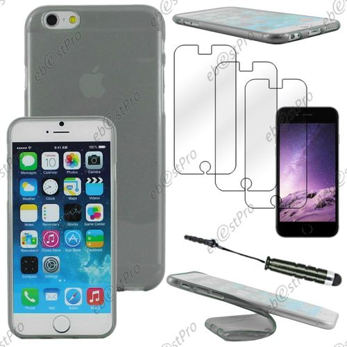 Ebeststar ® Housse Etui Coque Silicone Gel Tpu Souple Ultra Fine 0,5mm Pour Apple Iphone 6s Écran 4,7", Couleur Noir + Mini Stylet 3 Film