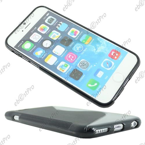 Ebeststar ® Etui Housse Coque S-Line Silicone Protection En Gel Pour Apple Iphone 6s Écran 4,7", Couleur Noir + 1 Film Verre Trempé
