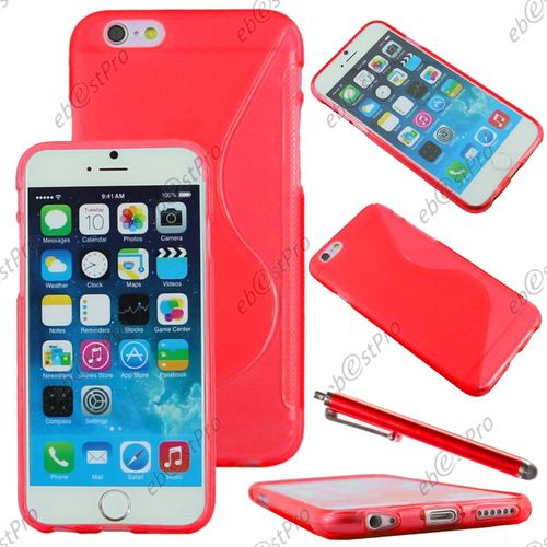 Ebeststar ® Housse Etui Coque Silicone Gel Motif S-Line Protection Souple Pour Apple Iphone 6s Plus Écran 5,5", Couleur Rouge + Stylet + 1 Film Protection D'écran + Lingette