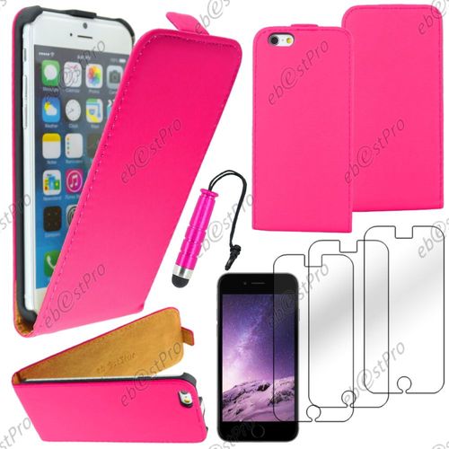 Ebeststar ® Housse Coque Etui En Pu Cuir À Rabat Ultra Fine (Slim Case) Pour Apple Iphone 6s Écran 4,7", Couleur Rose + Mini Stylet 3 Film