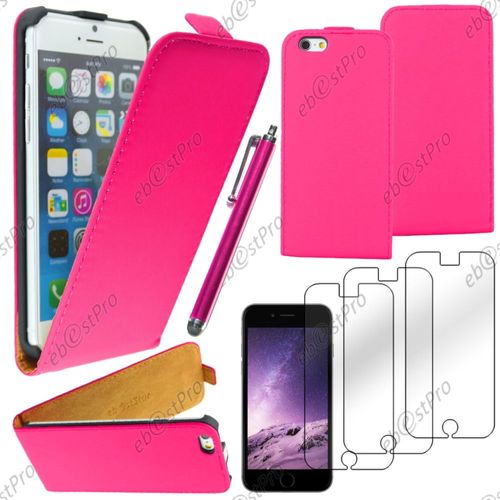 Ebeststar ® Housse Coque Etui En Pu Cuir À Rabat Ultra Fine (Slim Case) Pour Apple Iphone 6s Écran 4,7", Couleur Rose + Stylet 3 Film