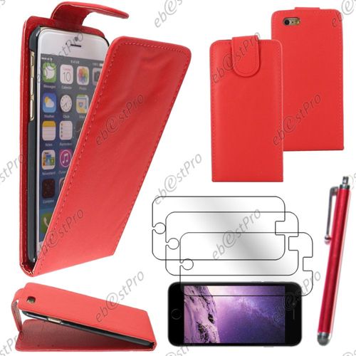 Ebeststar ® Housse Coque Etui Simili Cuir À Rabat Vertical Pour Apple Iphone 6s Écran 4,7", Couleur Rouge + Mini Stylet 3 Film