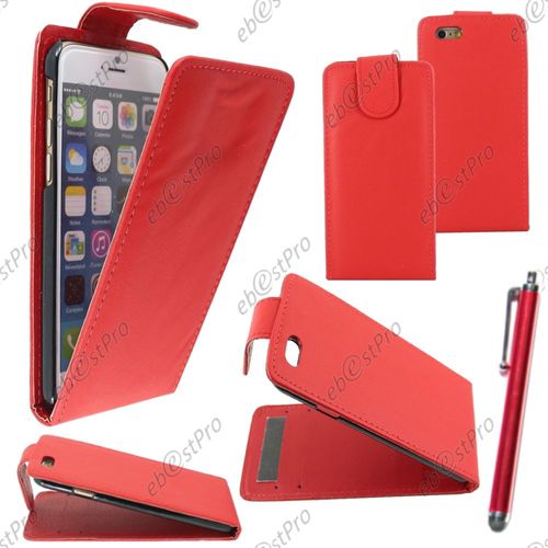 Ebeststar ® Housse Coque Etui Simili Cuir À Rabat Vertical Pour Apple Iphone 6s Écran 4,7", Couleur Rouge + Stylet + 1 Film Protection D'écran + Lingette