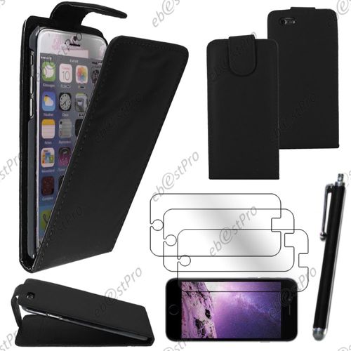 Ebeststar ® Housse Coque Etui Simili Cuir À Rabat Vertical Pour Apple Iphone 6s Écran 4,7", Couleur Noir + Stylet 3 Film