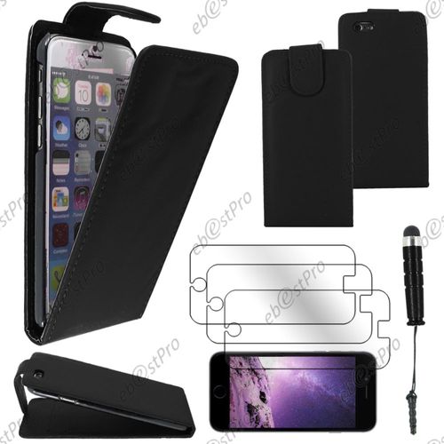 Ebeststar ® Housse Coque Etui Simili Cuir À Rabat Vertical Pour Apple Iphone 6s Écran 4,7", Couleur Noir + Mini Stylet 3 Film