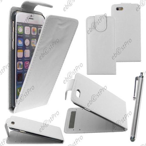 Ebeststar ® Housse Coque Etui Simili Cuir À Rabat Vertical Pour Apple Iphone 6s Écran 4,7", Couleur Blanc + Stylet + 1 Film Protection D'écran + Lingette